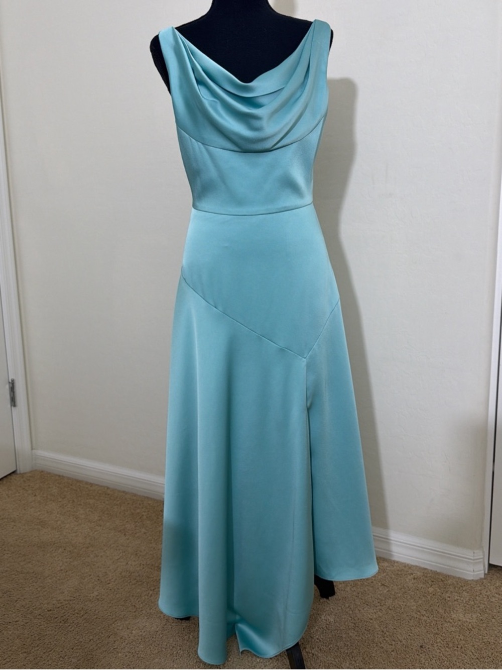 💎 NWT THEIA "Ellery" Satin Cowl Midi in Mist